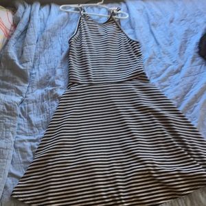 striped halter skater dress
